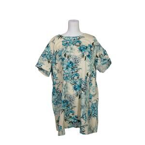 Jemma cotton plus size shirt dress size 24W blue‎ floral